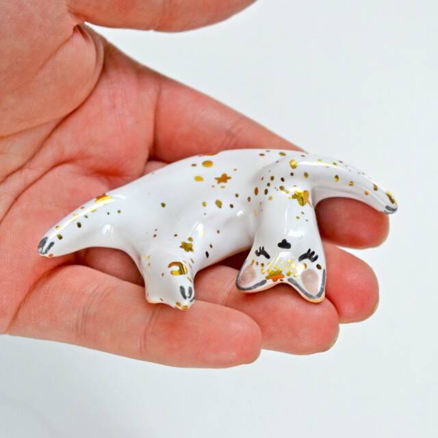 Moon Phases Cat Figurine, Celestial Art, Galaxy Sculpture, Crescent Cat, Sailor Moon, Ceramic Crazy Lady, Milky Way - image 1