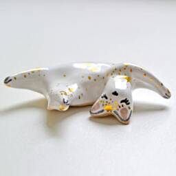 Moon Phases Cat Figurine, Celestial Art, Galaxy Sculpture, Crescent Cat, Sailor Moon, Ceramic Crazy Lady, Milky Way - thumbnail 4
