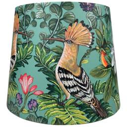 Tropical Bird Lampshade For Ceiling & Table Lamps - Green Botanical Drum Light Shade - thumbnail 2
