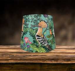Tropical Bird Lampshade For Ceiling & Table Lamps - Green Botanical Drum Light Shade