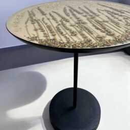 Epoxy Resin Coffee Table - Lavender & Silver Stones Handmade 33 X 43 cm Flower Unique Round Iron Frame Modern Natural Decoration - thumbnail 4