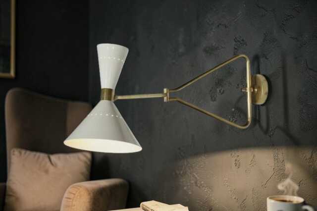Mid Century Modern Brass Stilnovo Style Sputnik Wall Sconce Light - image 1