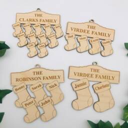 Personalised Family Tree Bauble Wooden Stocking Christmas Ornament, Grandparent Xmas - thumbnail 2