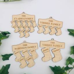 Personalised Family Tree Bauble Wooden Stocking Christmas Ornament, Grandparent Xmas - thumbnail 3