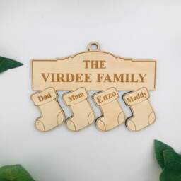 Personalised Family Tree Bauble Wooden Stocking Christmas Ornament, Grandparent Xmas - thumbnail 4