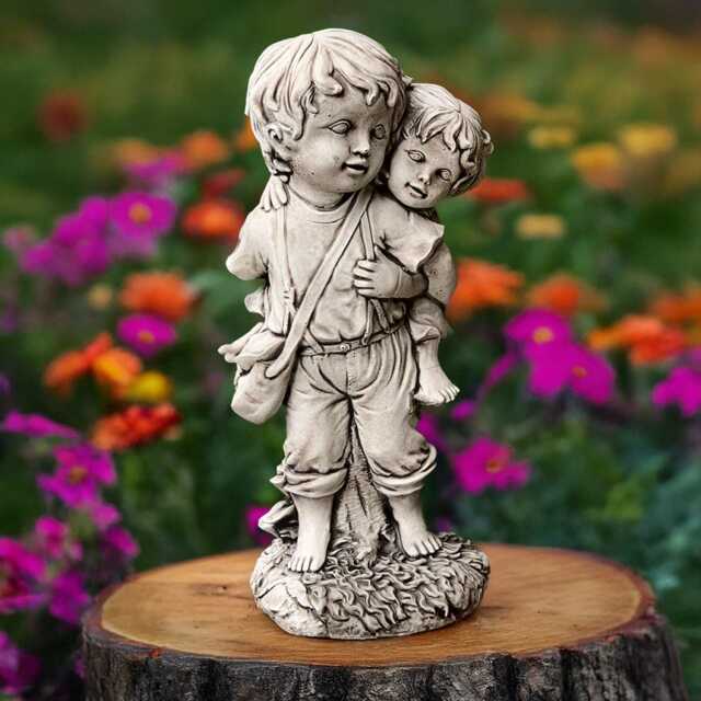Stone Children Statue Concrete Girl & Boy Figurine Childhood Scene Figure Outdoor Kids Sculpture Cement Garden Decor Yard Lawn Ornament - image 1