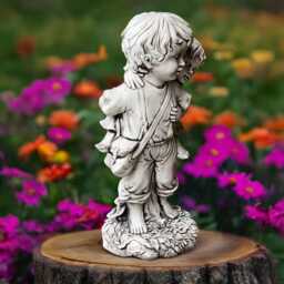 Stone Children Statue Concrete Girl & Boy Figurine Childhood Scene Figure Outdoor Kids Sculpture Cement Garden Decor Yard Lawn Ornament - thumbnail 2