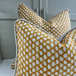 Cushions Made in Fermoie Wicker Luxury Designer Decorative Yellow Linen Cushion Pillow Throw Cover - thumbnail 4