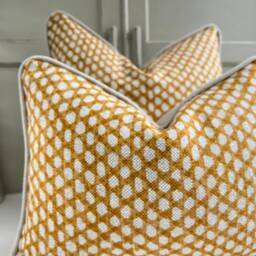 Cushions Made in Fermoie Wicker Luxury Designer Decorative Yellow Linen Cushion Pillow Throw Cover - thumbnail 3