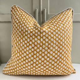 Cushions Made in Fermoie Wicker Luxury Designer Decorative Yellow Linen Cushion Pillow Throw Cover - thumbnail 2
