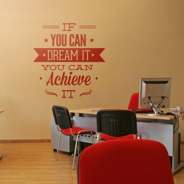 Dream, Achieve, Office Decor, Wall Decal, Typography, Sticker, Inspirational Stickers, Motivational Decals - Skudreamitsticker - image 1