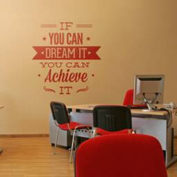 Dream, Achieve, Office Decor, Wall Decal, Typography, Sticker, Inspirational Stickers, Motivational Decals - Skudreamitsticker - thumbnail 1