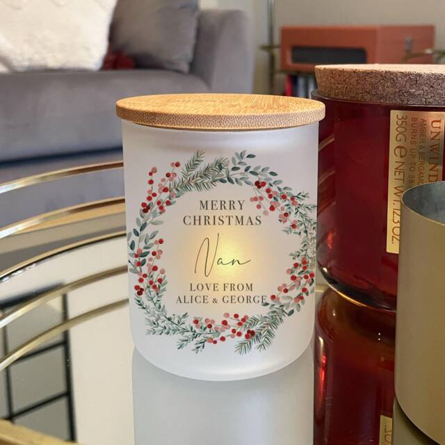 Personalised Christmas Candle - Nanny Gift Grandparent Candles Present For Nan First - image 1