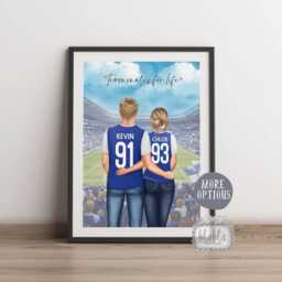Personalised Football Couple Poster, Custom Gift, Lover Sports Valentine Portrait - thumbnail 2