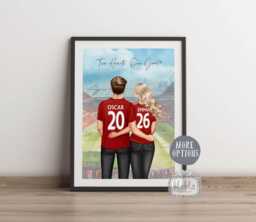 Personalised Football Couple Poster, Custom Gift, Lover Sports Valentine Portrait - thumbnail 1