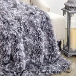 Luxury Faux Fur Throw Blanket, Gray Lynx, Minky Cuddle Lining