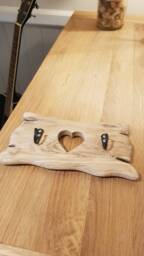 Solid Oak Wooden Key Holder .rustic With Heart Cut Out - thumbnail 4