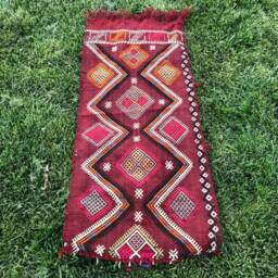 Organic Kilim, Rugs For Gift, Turkey Red Car Mat Turkish Vintage Rug 1, 3x2, 7 Ft Small - thumbnail 2