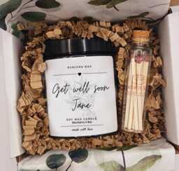 Get Well Soon Candle, Personalised Gift, Soy Wax Scented, For Friend, Family, Colleague, Box With Matches, Custom Her Relative Recovery