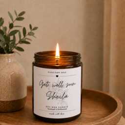 Get Well Soon Candle, Personalised Gift, Soy Wax Scented, For Friend, Family, Colleague, Box With Matches, Custom Her Relative Recovery - thumbnail 3