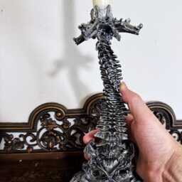 Helix Ossuary Spine Candlestick Holder, Hand Sculpted Resin Sculpture- Spooky Gothic Candle, Spine Candle For Halloween Gift & Decor - thumbnail 3