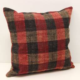 Boho Kilim Pillow Cover 16x16, Vintage Turkish Wool Cushion - thumbnail 2