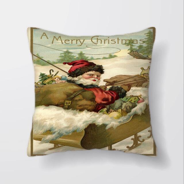 Vintage Santa Claus St Nick Christmas - Cushion Cover Case Or Stuffed With Insert - image 1