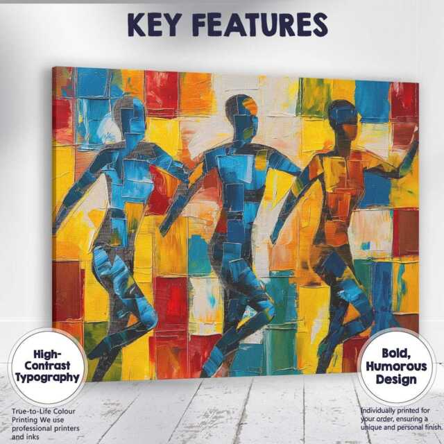 Modern Geometric Runners Colour Block Sports Artwork Canvas Wall Art Print Decor Picture Ready To Hang - image 1