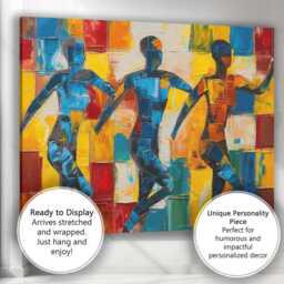 Modern Geometric Runners Colour Block Sports Artwork Canvas Wall Art Print Decor Picture Ready To Hang - thumbnail 3