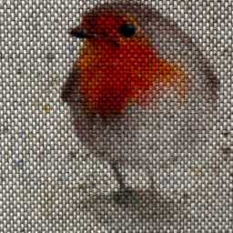 Handmade Robin Print Cushion Coverred Brown Linen, 16 - thumbnail 2