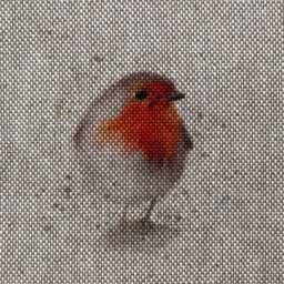 Handmade Robin Print Cushion Coverred Brown Linen, 16 - thumbnail 3