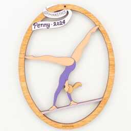 Personalized Gymnast Christmas Ornament For Girl With Custom Colors-Wood, Hand Painted, Laser Cut - thumbnail 2