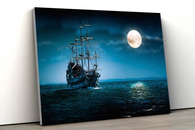 Pirate Ship Moon Sea Galleon Large Canvas Art Custom Print Gift A0 A1 A2 A3 A4 - image 1