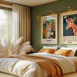 London Zoo Posters, Vintage Tiger & Giraffe Art Print, Set Of 2 - thumbnail 4