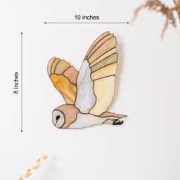 Graceful Barn Owl Wall Hanging, Stained Glass Bird Decor, Woodland Animal Neutral Art, Rustic Figurine, Father's Day Gift - thumbnail 3