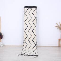 Moroccan Runner Rug, Hallway Rug, Beni Ourain Rug , 2x9 Ft - thumbnail 1