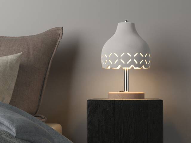 Cutout Ceramic Table Lamp, Contemporary Bedside Lighting - Naaya Bell Cross - image 1