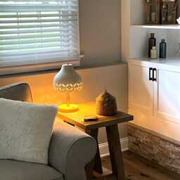 Cutout Ceramic Table Lamp, Contemporary Bedside Lighting - Naaya Bell Cross - thumbnail 3