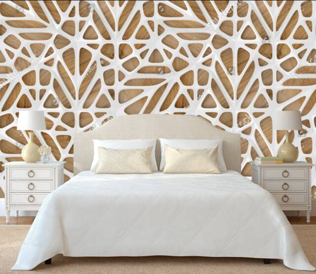 3D White Spiderweb Wallpaper Wall Sticker Decor Wooden Background Mural Self Adhesive Exclusive Design Photo - image 1
