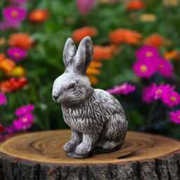 Cement Easter Bunny Statue Concrete Rabbit Sculpture Garden Figurine Stone Outdoor Decoration Cottontail Yard Ornament Animal Gift - thumbnail 1