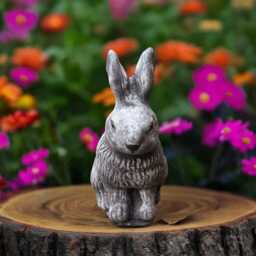 Cement Easter Bunny Statue Concrete Rabbit Sculpture Garden Figurine Stone Outdoor Decoration Cottontail Yard Ornament Animal Gift - thumbnail 2