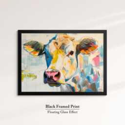 Cow Abstract Pastel Oil Painting Framed Print & Canvas Large Luxury Wild Animal Wall Art Poster Home Decor Interior Lover Gifts - thumbnail 2