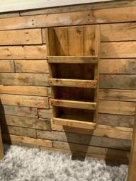 Rustic Reclaimed Wall Hung Spice Rack Shelf, Made From Pine