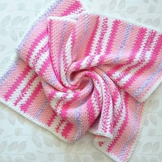 Crochet Baby Blanket, Cot Pram Bedding, Nursery Decor, Girl Gifts, Babyshower, Pink, Newborn, Toddler - image 1