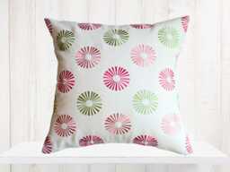 Embroidered Dots Pillow Cover - Modern Red & Green Circles - thumbnail 1
