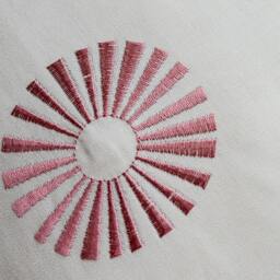 Embroidered Dots Pillow Cover - Modern Red & Green Circles - thumbnail 2