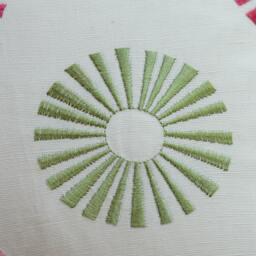 Embroidered Dots Pillow Cover - Modern Red & Green Circles - thumbnail 3