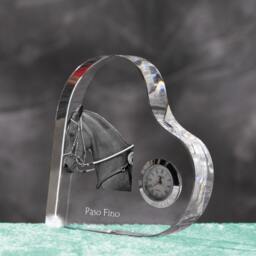 Paso Fino - Crystal Clock in The Shape Of A Heart With Image Pure-Bred Horse - thumbnail 2