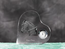 Paso Fino - Crystal Clock in The Shape Of A Heart With Image Pure-Bred Horse - thumbnail 1