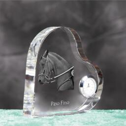 Paso Fino - Crystal Clock in The Shape Of A Heart With Image Pure-Bred Horse - thumbnail 3